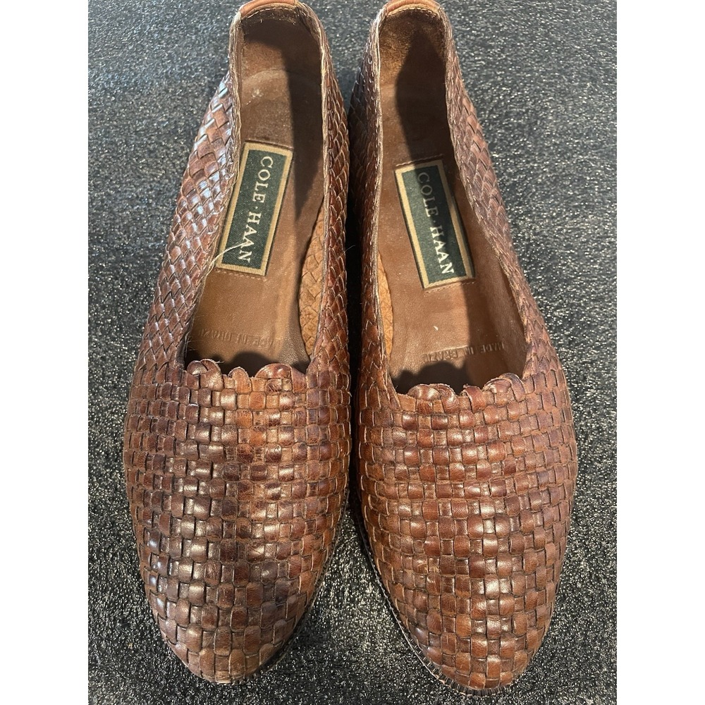Womens Cole Haan Woven Flat Shoe - Brown - size 6.5